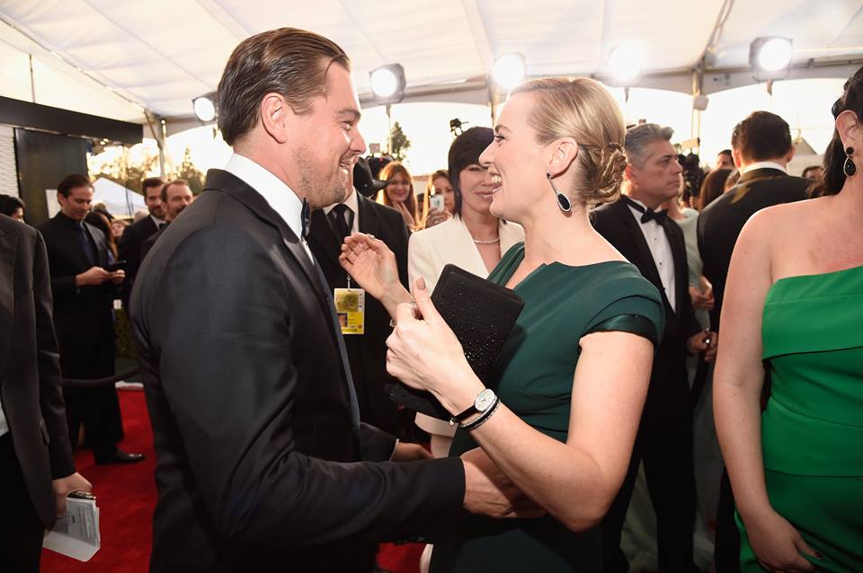 Leonardo Dicaprio y Kate Winslet en la antesala de los SAG