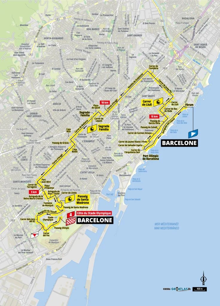 mapa itinerario tour de francia en Barcelona